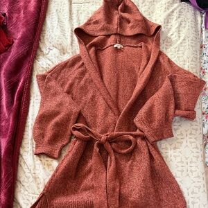 Maurices Rust Hooded Knit Cardigan